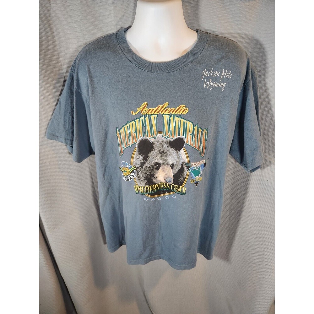 Vtg 90s Murina Jackson Hole‎ WY Bear American Naturals T-Shirt Size XL